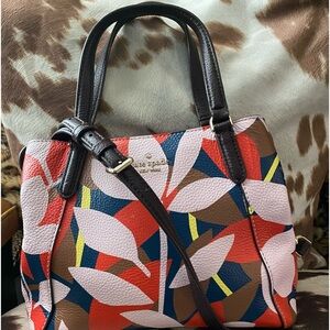 Kate Spade Leather Large Floral Print Crossbody Handbag